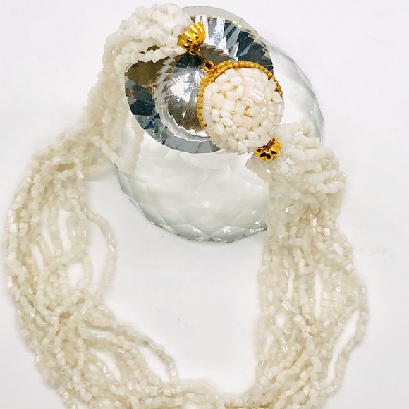 RARE Vintage Estate Italian Deco White Necklace - Picture 7 of 12